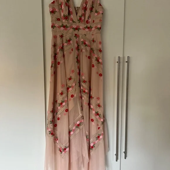 BCBGMaxAzria Pink Embroidered Tulle Floral Spring/Summer Dress - Picture 4 of 6